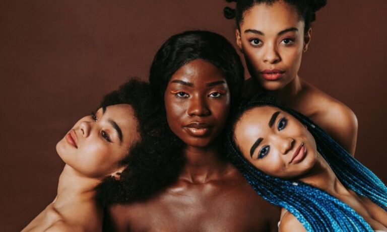 A stunning dark-skinned model breaking barriers in fashion and redefining beauty standards.